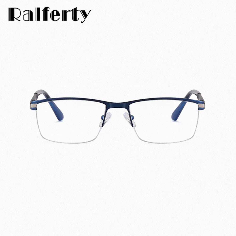 Ralferty Men's Semi Rim Square Alloy Eyeglasses 91342 Semi Rim Ralferty