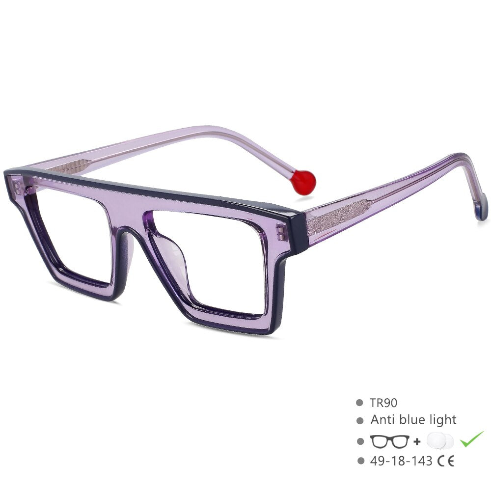 CCspace Unisex Full Rim Rectangle Cat Eye Acetate Eyeglasses 56012 Full Rim CCspace Purple
