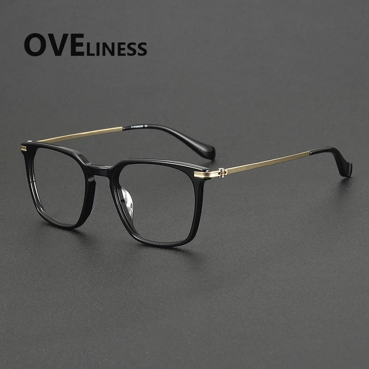 Oveliness Unisex Full Rim Oval Square Acetate Titanium Eyeglasses 90011