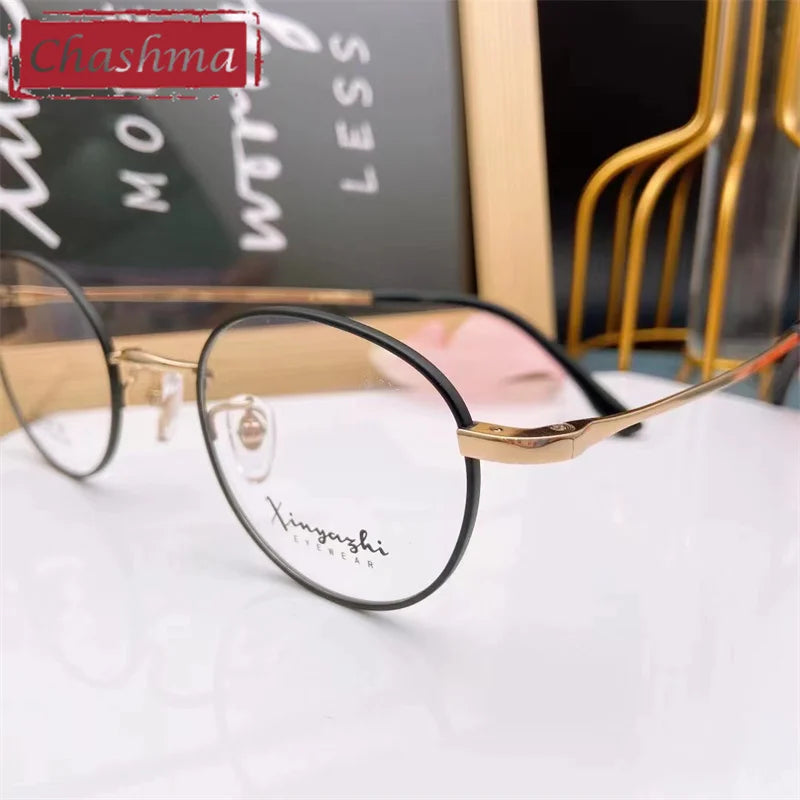 Chashma Ottica Unisex Full Rim Round Titanium Eyeglasses 1210 Full Rim Chashma Ottica