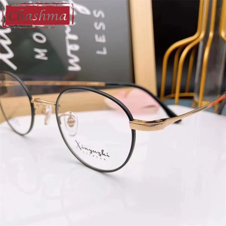 Chashma Ottica Unisex Full Rim Round Titanium Eyeglasses 1210 Full Rim Chashma Ottica