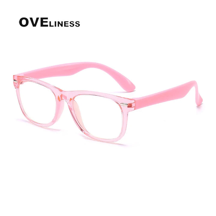 Oveliness Youth Unisex Full Rim Square Tr 90 Titanium Eyeglasses F802 Full Rim Oveliness pink  