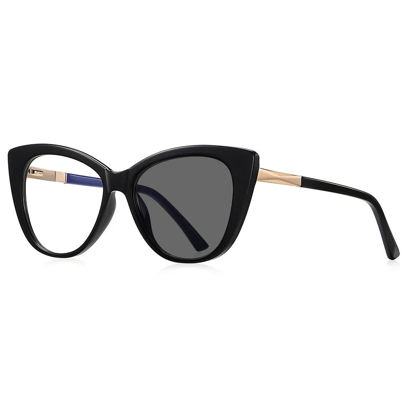 Kocolior Unisex Full Rim Cat Eye Alloy Acetate Hyperopic Reading Glasses 2097 Reading Glasses Kocolior Photochromic Black 0