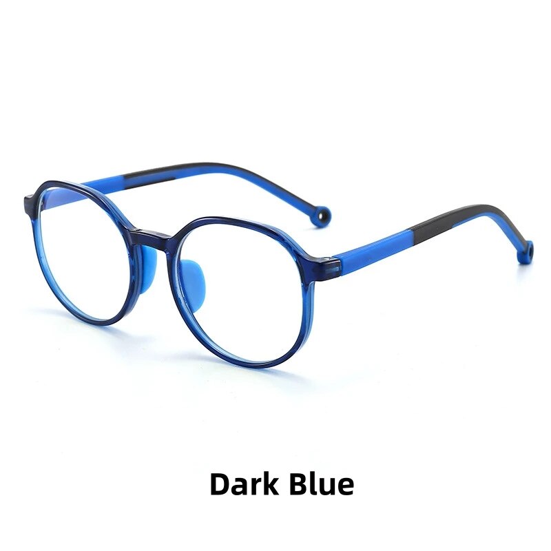 KatKani Children's Unisex Full Rim Round Tr 90 Siicone Eyeglasses F8350 Full Rim KatKani Eyeglasses Dark Blue  