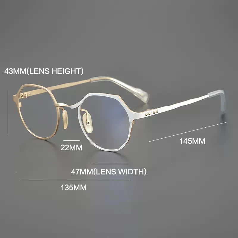 Gatenac Unisex Full Rim Flat Top Round Titanium Eyeglasses Gxyj1219 Full Rim Gatenac