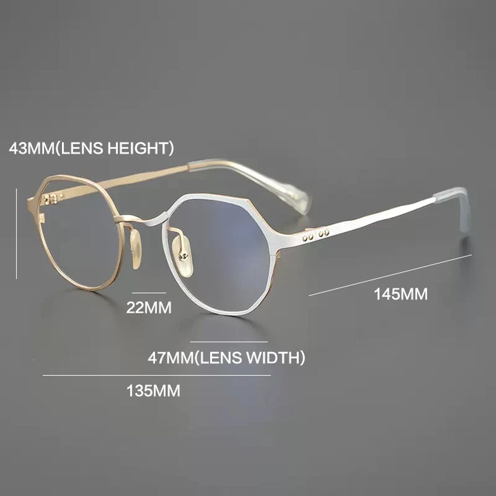 Gatenac Unisex Full Rim Flat Top Round Titanium Eyeglasses Gxyj1219 Full Rim Gatenac