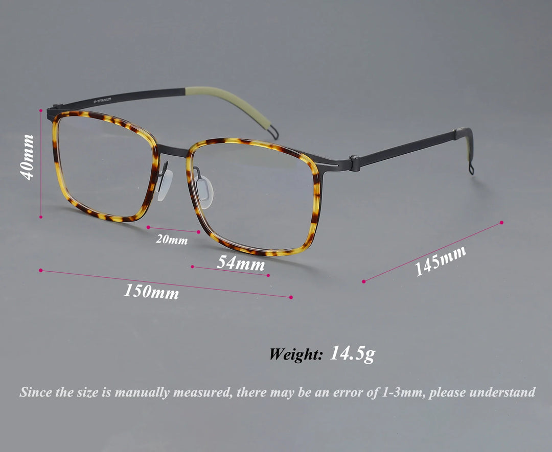 CCspace Unisex Full Rim Square Screwless Titanium Eyeglasses 57174 Full Rim CCspace