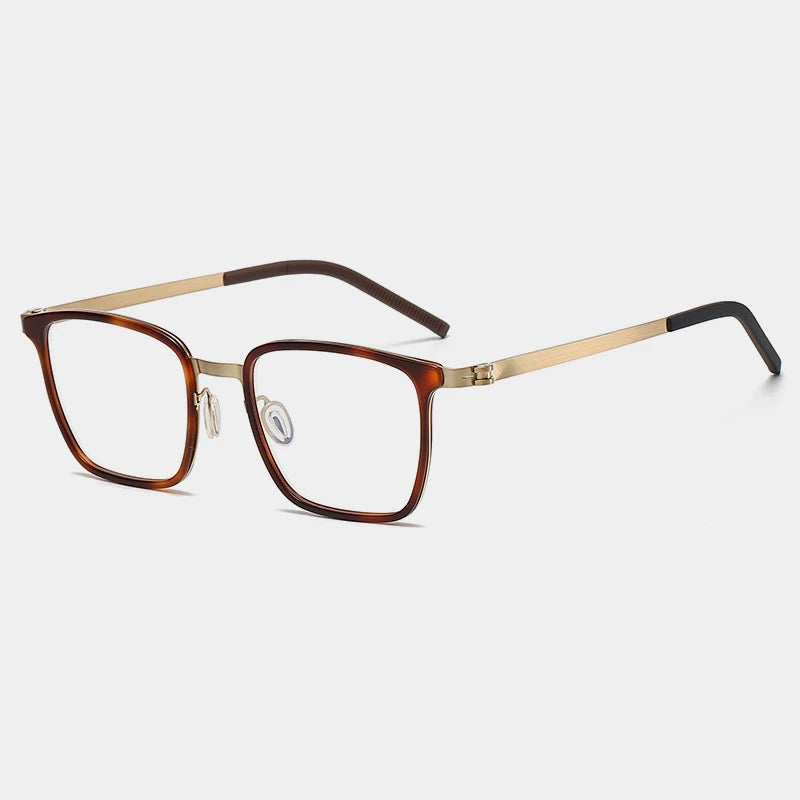 Gatenac Unisex Full Rim Square Acetate Eyeglasses Gxyj-1183 Full Rim Gatenac Gold Tortoiseshell