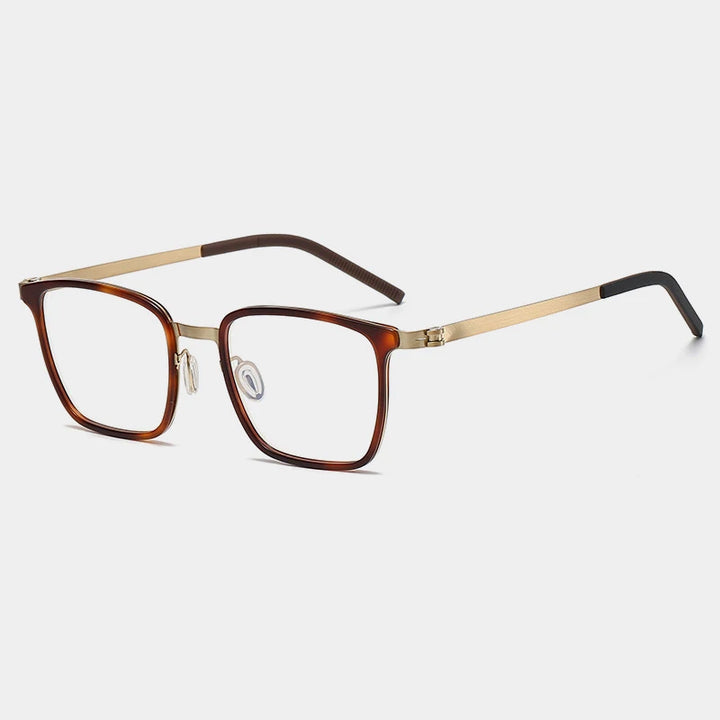 Gatenac Unisex Full Rim Square Acetate Eyeglasses Gxyj-1183 Full Rim Gatenac Gold Tortoiseshell