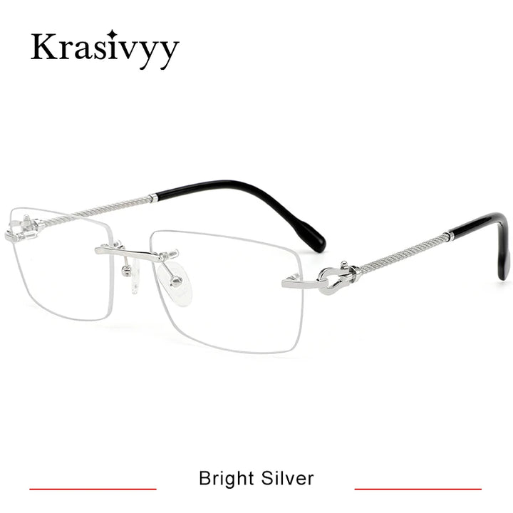 Krasivyy Men's Rimless Square Titanium Eyeglasses 31682