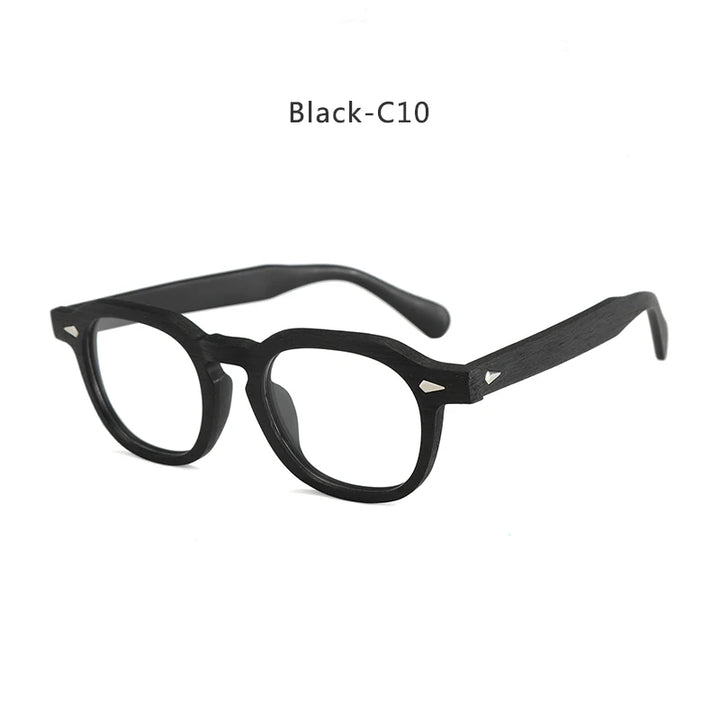 Hdcrafter Men's Large Full Rim Square Wood Eyeglasses 8183 Full Rim Hdcrafter Eyeglasses Black-C10