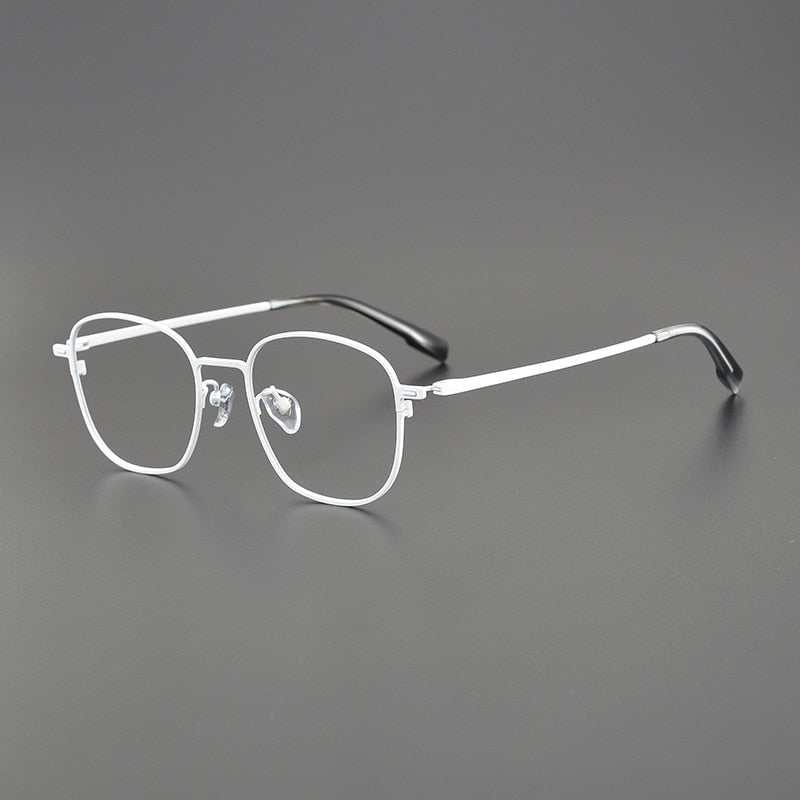 Gatenac Unisex Full Rim Square Titanium Eyeglasses Gxyj1118 Full Rim Gatenac White