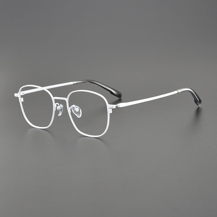 Gatenac Unisex Full Rim Square Titanium Eyeglasses Gxyj1118 Full Rim Gatenac White