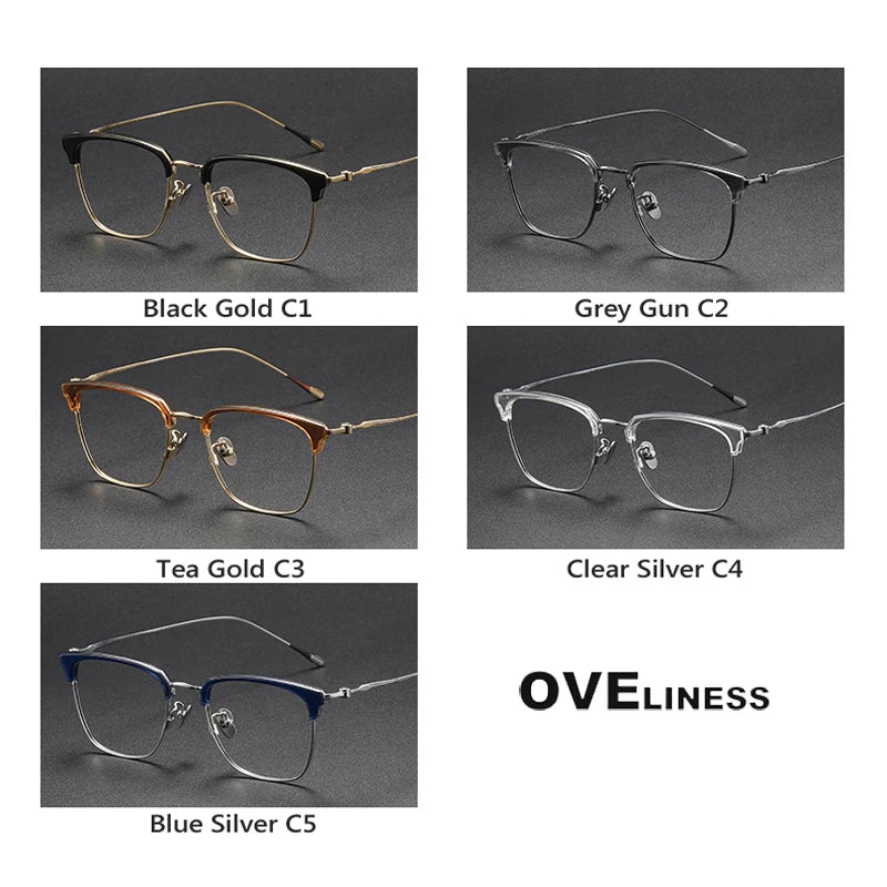 Oveliness Unisex Full Rim Cat Eye Acetate Titanium Eyeglasses 80899 Full Rim Oveliness