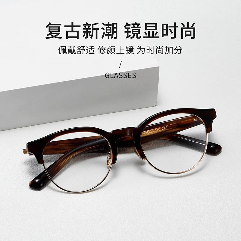 Nobler Unisex Full Rim Square Acetate Titanium Eyeglasses M092 Full Rim Nobler