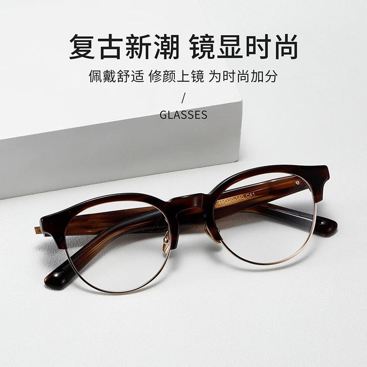 Nobler Unisex Full Rim Square Acetate Titanium Eyeglasses M092 Full Rim Nobler