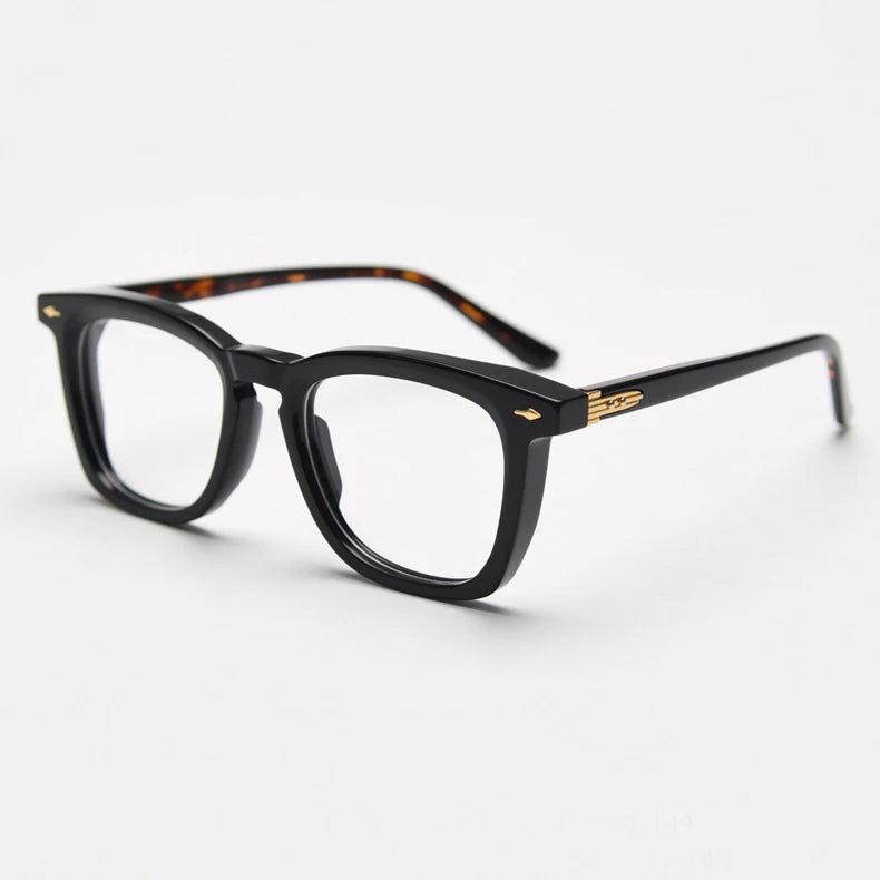 Black Mask Unisex Full Rim Square Acetate Eyeglasses 98624 Full Rim Black Mask Black-Tortoise