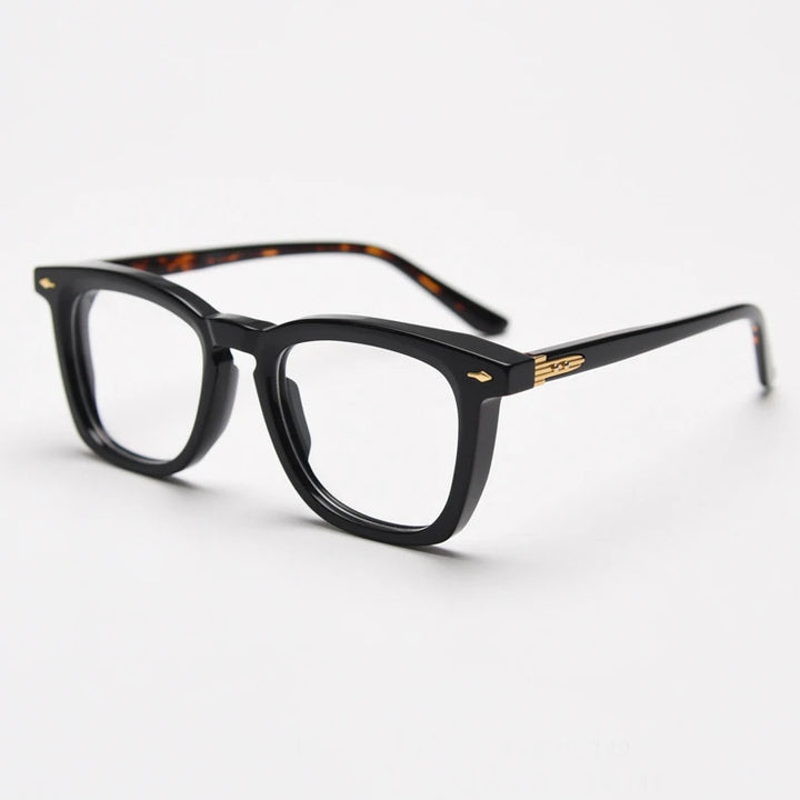 Black Mask Unisex Full Rim Square Acetate Eyeglasses 98624 Full Rim Black Mask Black-Tortoise