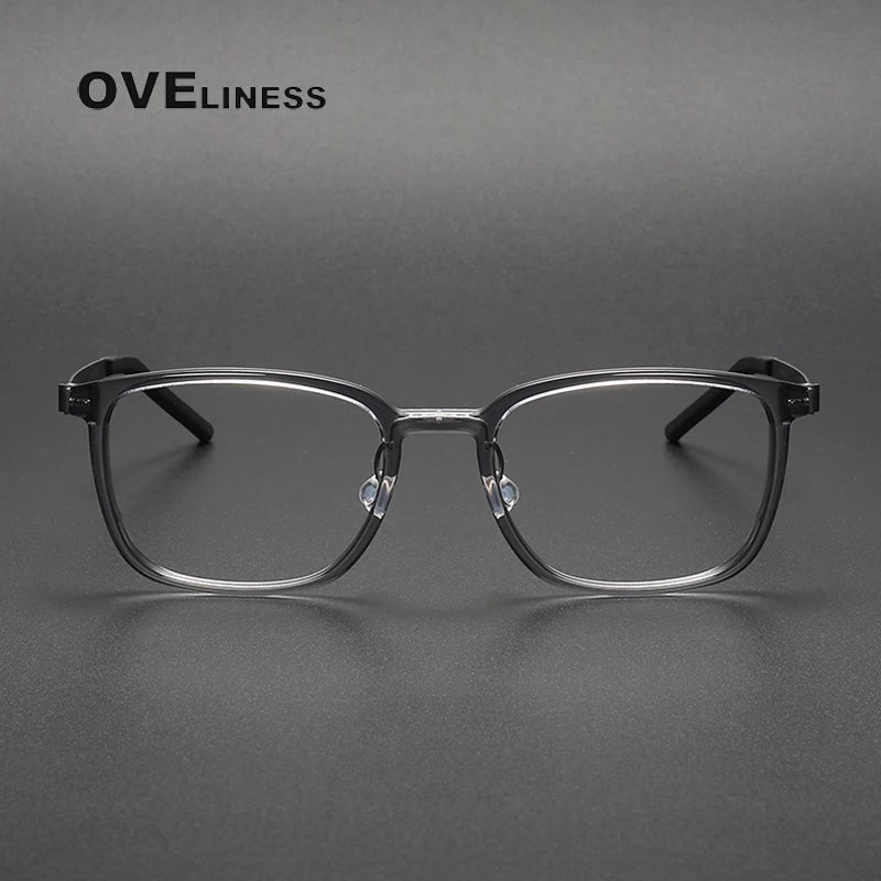 Oveliness Unisex Full Rim Square Acetate Titanium Eyeglasses 1852 Full Rim Oveliness