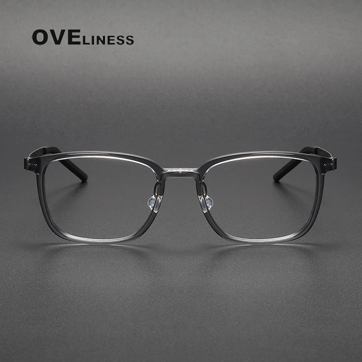 Oveliness Unisex Full Rim Square Acetate Titanium Eyeglasses 1852 Full Rim Oveliness