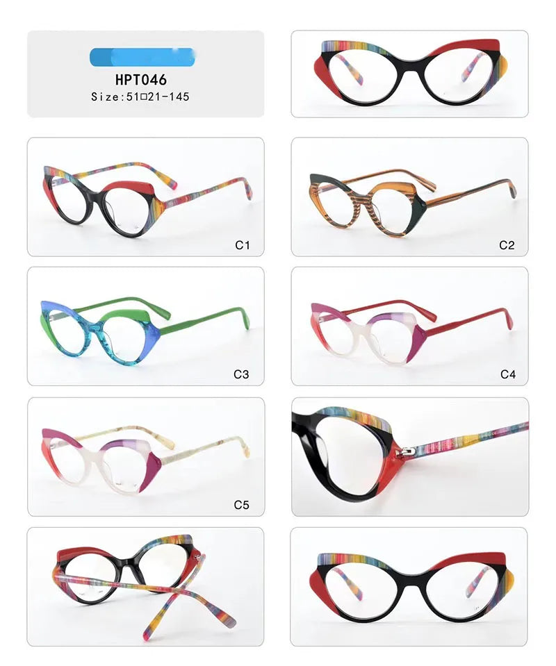 Nobler Unisex Full Rim Wide Edge Oval Cat Eye Acetate Eyeglasses H046 Full Rim Nobler