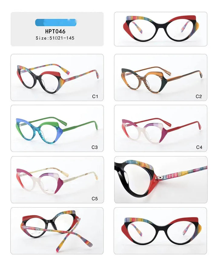 Nobler Unisex Full Rim Wide Edge Oval Cat Eye Acetate Eyeglasses H046 Full Rim Nobler