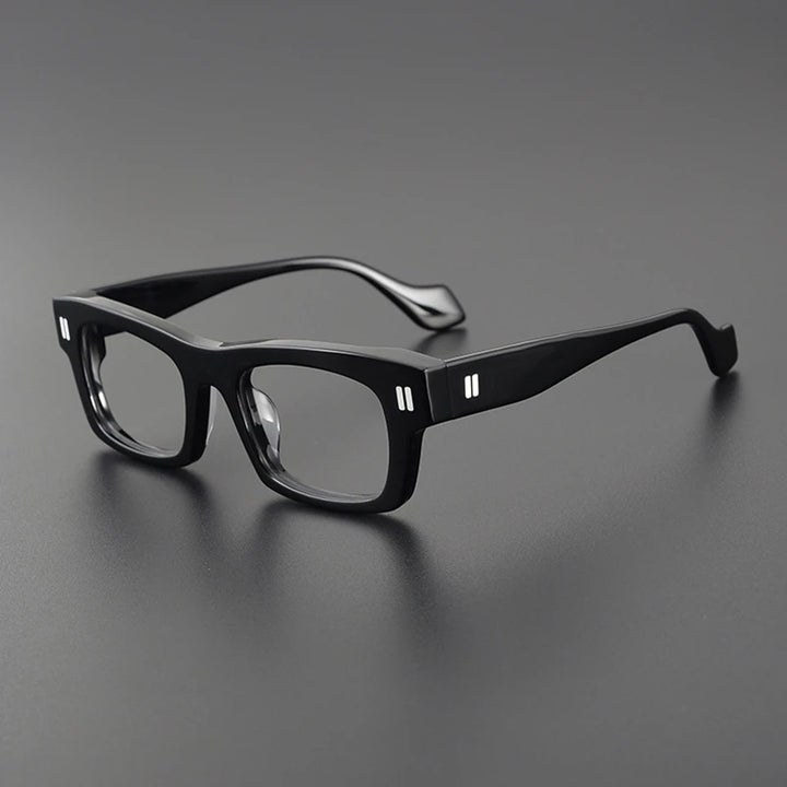Black Mask Unisex Full Rim Square Acetate Eyeglasses L2037 Full Rim Black Mask Black
