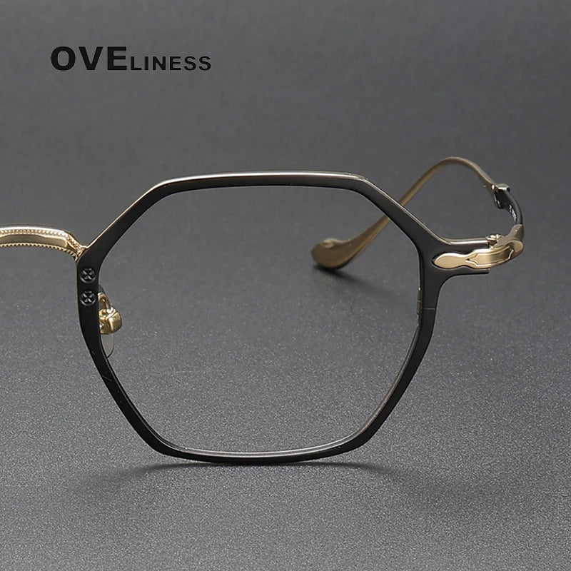 Oveliness Unisex Full Rim Polygon Titanium Eyeglasses Om3133 Full Rim Oveliness