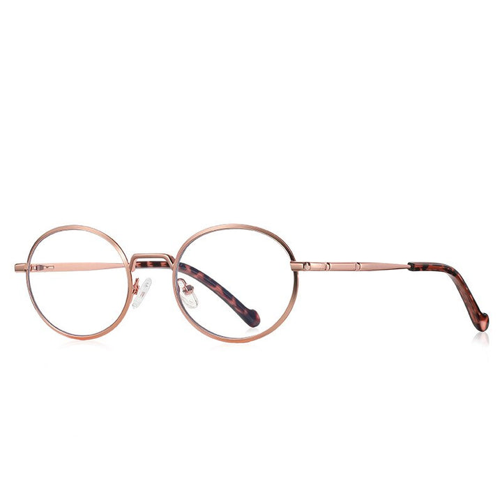 CCspace Unisex Full Rim Round Oval Alloy Eyeglasses 56142 Full Rim CCspace China RoseGold