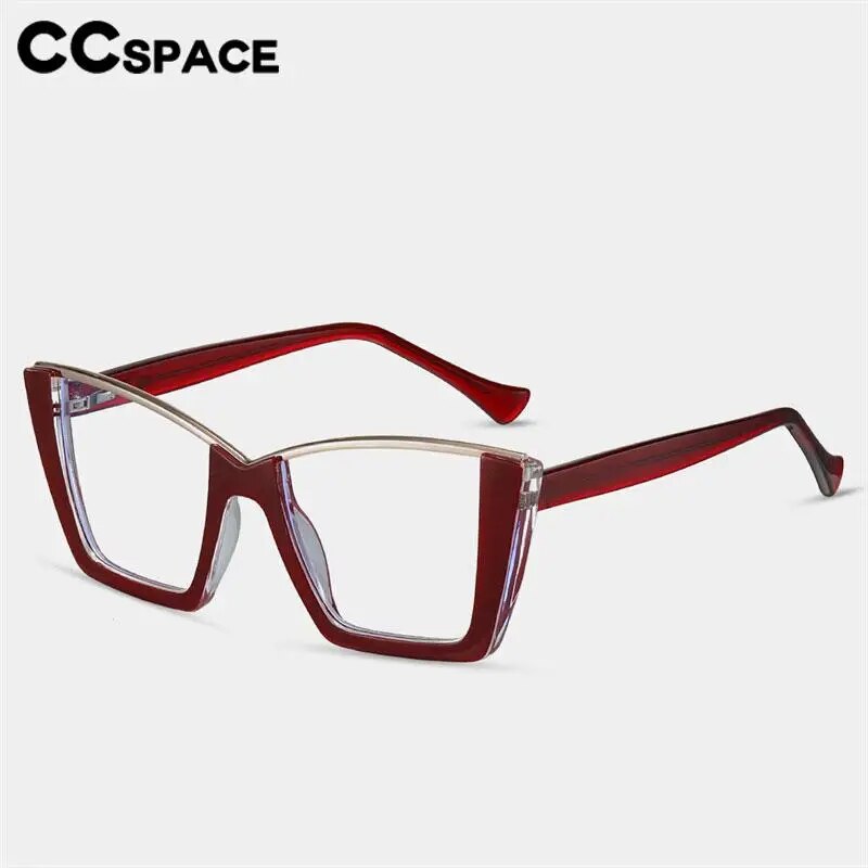 CCspace Women's Semi Rim Square Tr 90 Titanium Eyeglasses 57014 Semi Rim CCspace