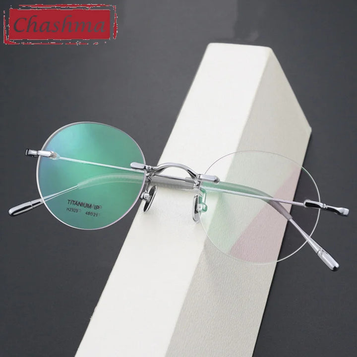 Chashma Ottica Unisex Rimless Octagon Round Titanium Eyeglasses 2323 Rimless Chashma Ottica