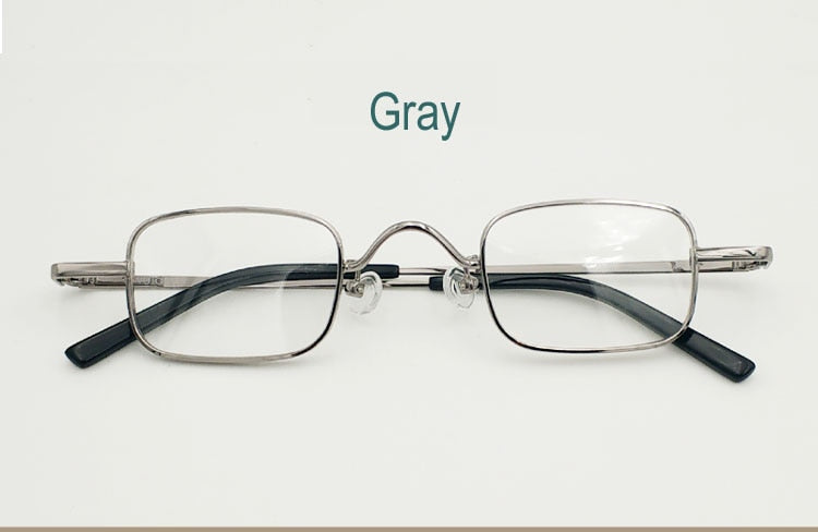 Yujo Unisex Full Rim Small Rectangle Stainless Steel Hyperopic Reading Glasses Reading Glasses Yujo China 0 Grey