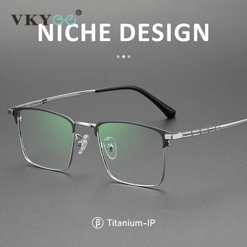 Vicky Unisex Semi Rim Big Square Titanium Acetate Reading Glasses 9027 Reading Glasses Vicky