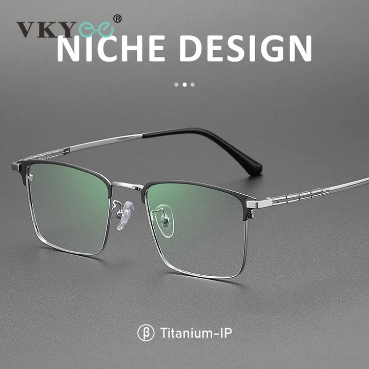 Vicky Unisex Semi Rim Big Square Titanium Acetate Reading Glasses 9027 Reading Glasses Vicky