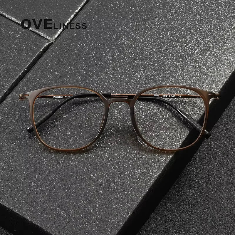 Oveliness Women's Full Rim Square Acetate Titanium Eyeglasses 28663