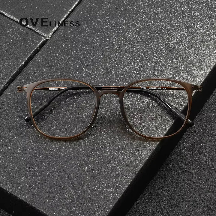 Oveliness Women's Full Rim Square Acetate Titanium Eyeglasses 28663
