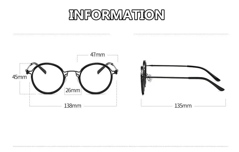 Kocolior Unisex Full Rim Round Acetate Alloy Hyperopic Reading Glasses 10749 Reading Glasses Kocolior   