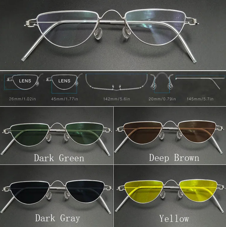 Yujo Unisex Full Rim Flat Top Oval Stainless Steel Custom Eyeglasses Y2645 Full Rim Yujo