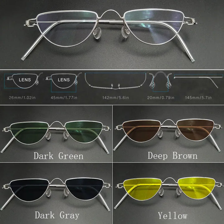 Yujo Unisex Full Rim Flat Top Oval Stainless Steel Custom Eyeglasses Y2645 Full Rim Yujo