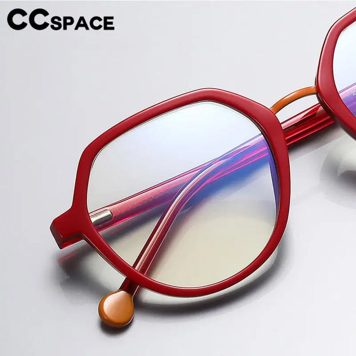 CCspace Unisex Full Rim Flat Top Round Tr 90 Titanium Eyeglasses 57322 Full Rim CCspace