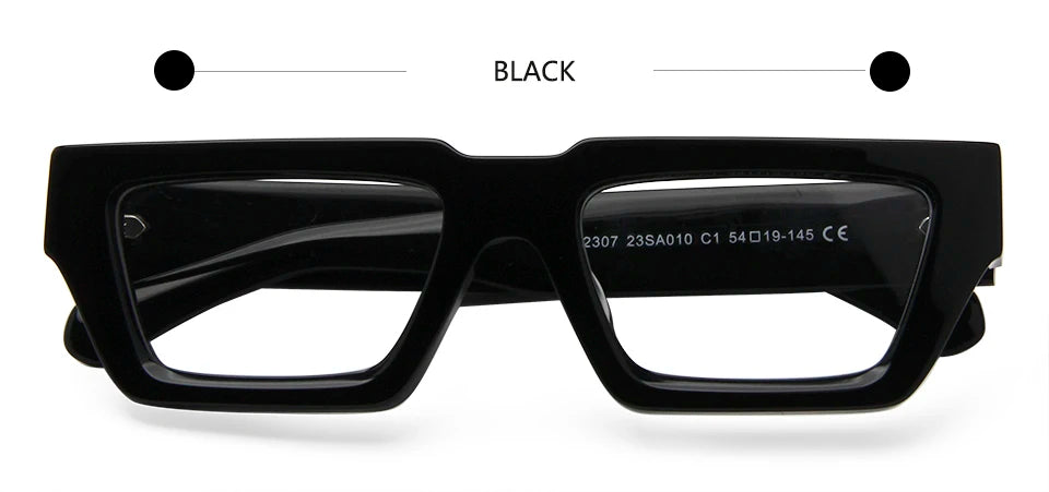 Esnbie Unisex Full Rim Square Thick Acetate Eyeglasses 23010