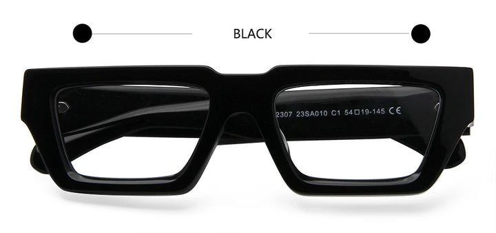 Esnbie Unisex Full Rim Square Thick Acetate Eyeglasses 23010