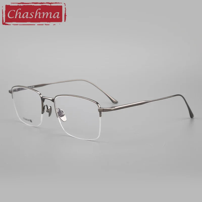 Chashma Ottica Men's Semi Rim Square Titanium Eyeglasses 3812 Semi Rim Chashma Ottica Gray