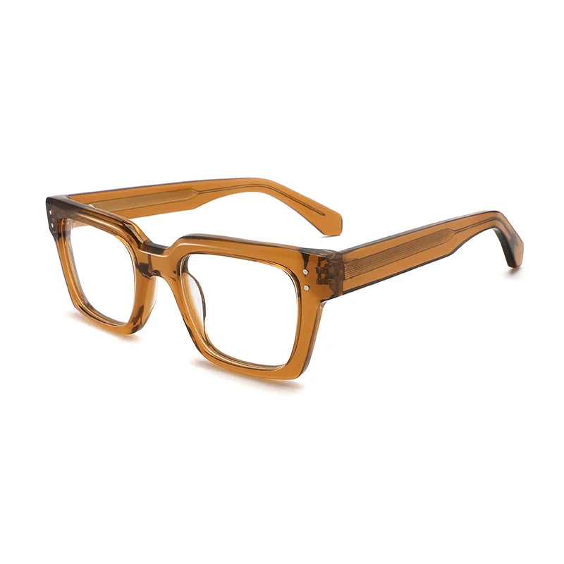 Gatenac Unisex Full Rim Square Thick Acetate Eyeglasses Gxyj1565 Full Rim Gatenac Yellow