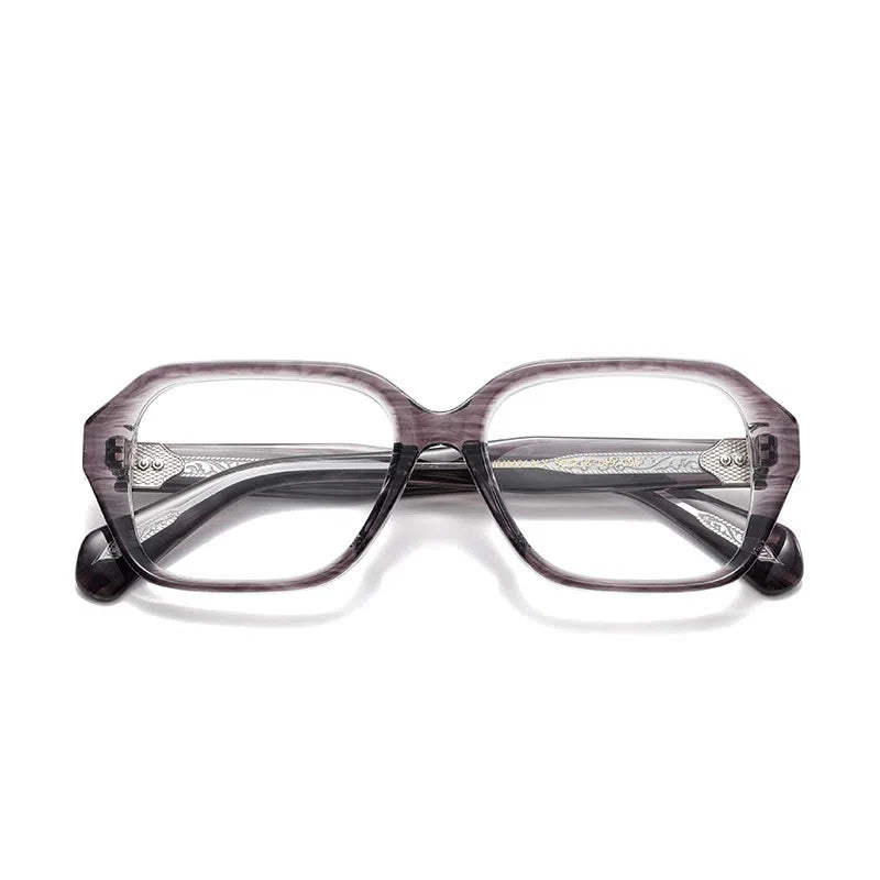 Aror Unisex Full Rim Flat Top Square Thick Acetate Eyeglasses 842313 Full Rim Aror Gray