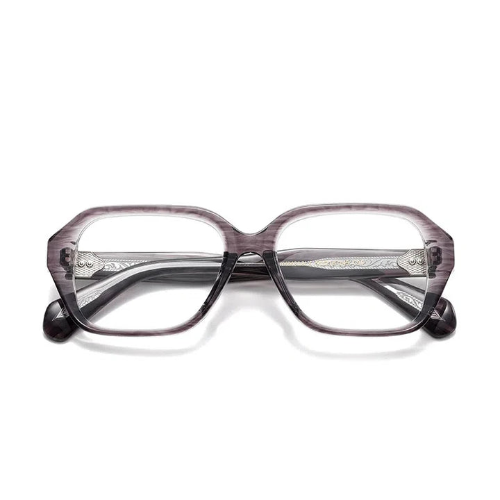 Aror Unisex Full Rim Flat Top Square Thick Acetate Eyeglasses 842313 Full Rim Aror Gray