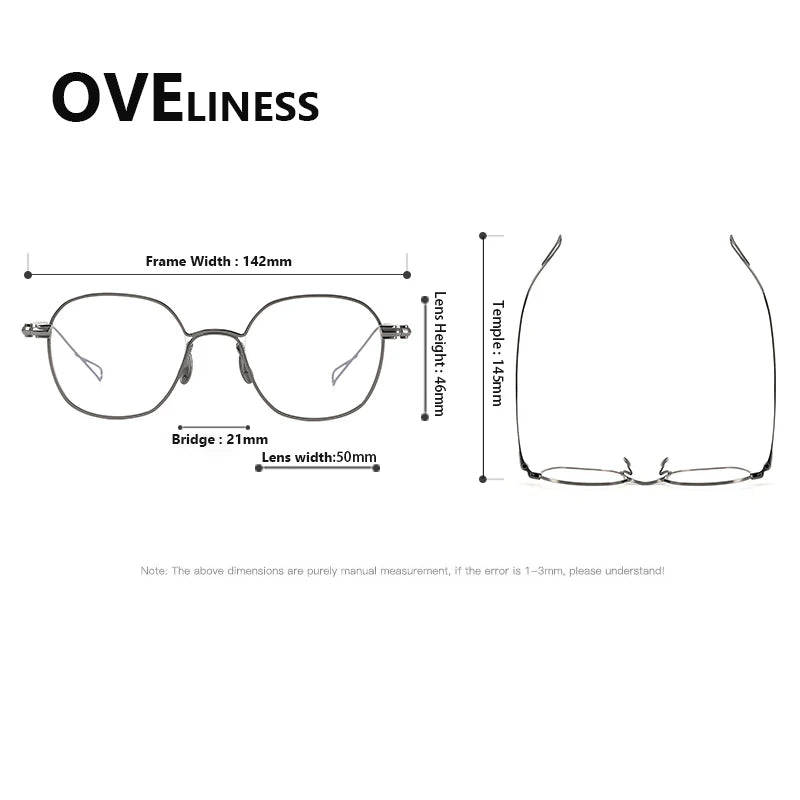 Oveliness Unisex Full Rim Polygon Round Titanium Eyeglasses 61156