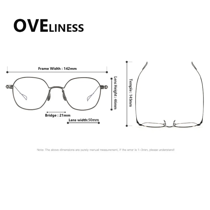 Oveliness Unisex Full Rim Polygon Round Titanium Eyeglasses 61156