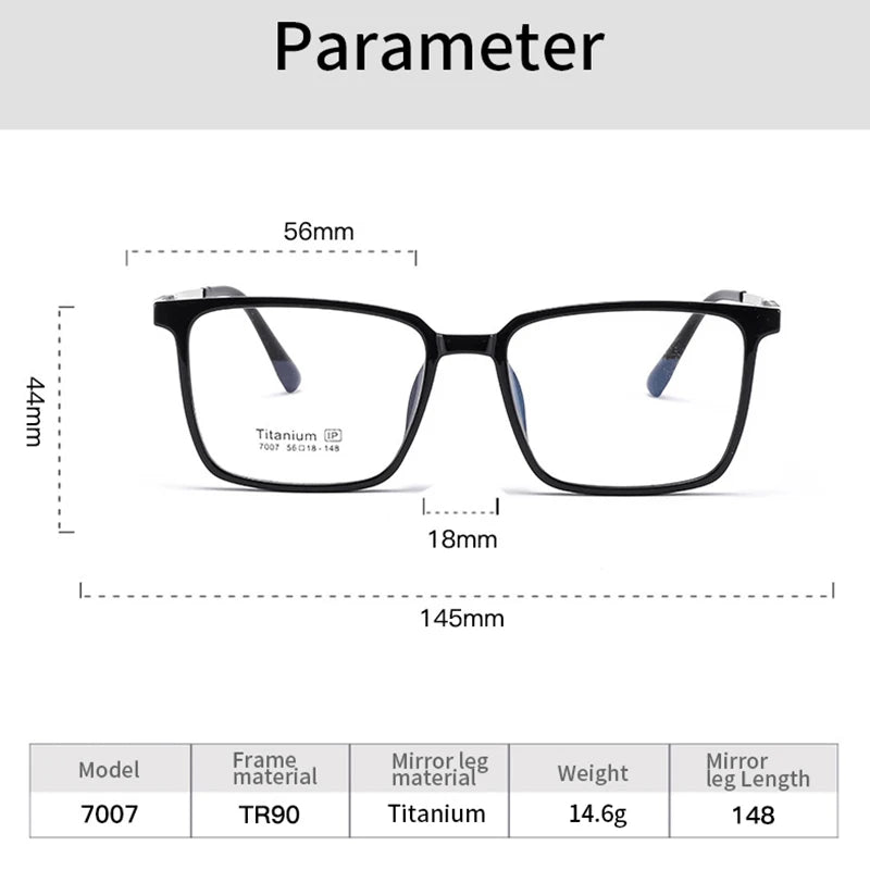 Xbora Unisex Full Rim Square Tr 90 Titanium Eyeglasses 7007
