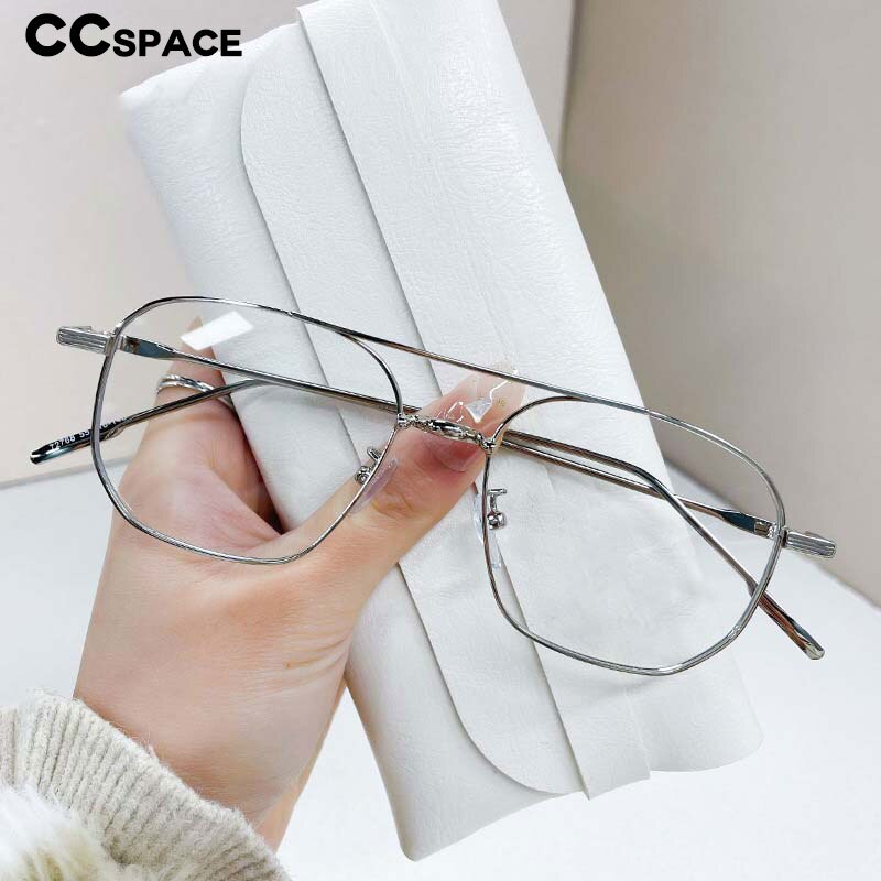 CCspace Unisex Full Rim Square Double Bridge Alloy Eyeglasses 55896 Full Rim CCspace